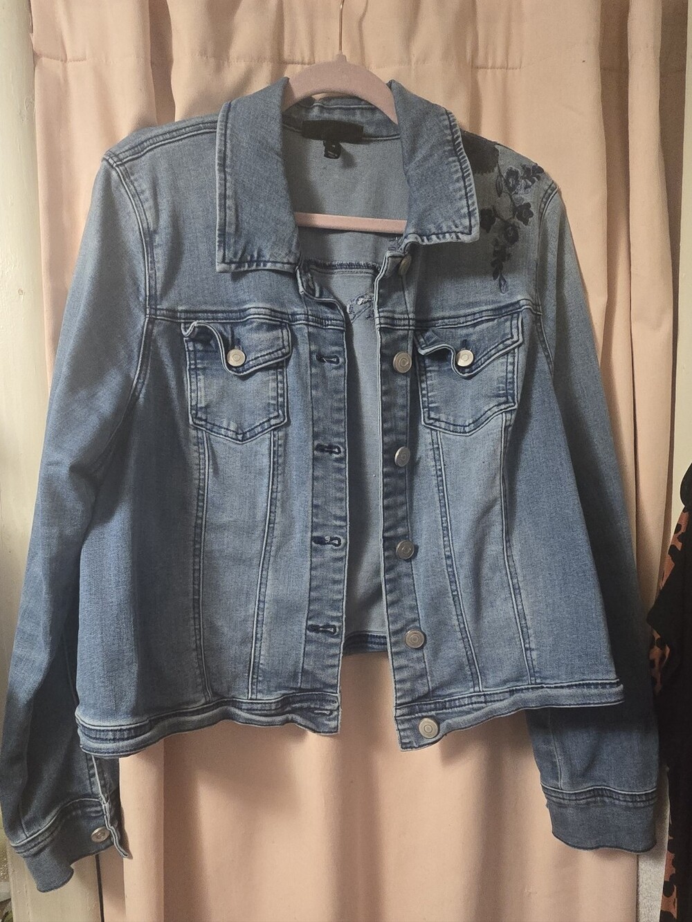 Lane Bryant Venezia Floral Embroidery Denim Jacket